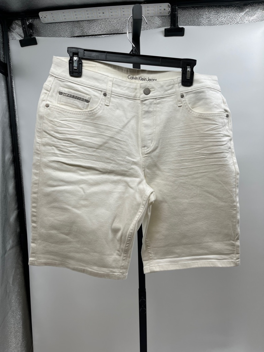 Calvin Klein Women Cream White Denim Shorts